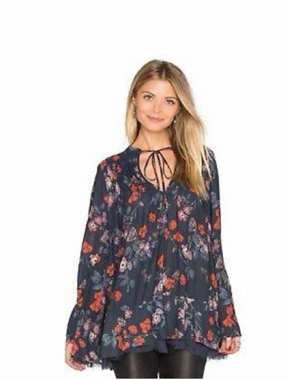Free People So Fine Floral Peasant Top| Sz L|Boho, Hippie, Cottagecore